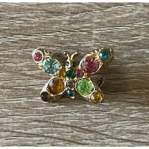 Butterfly Brooch Womens/Teen Multicolored Stones Vintage Gold Dainty feminine